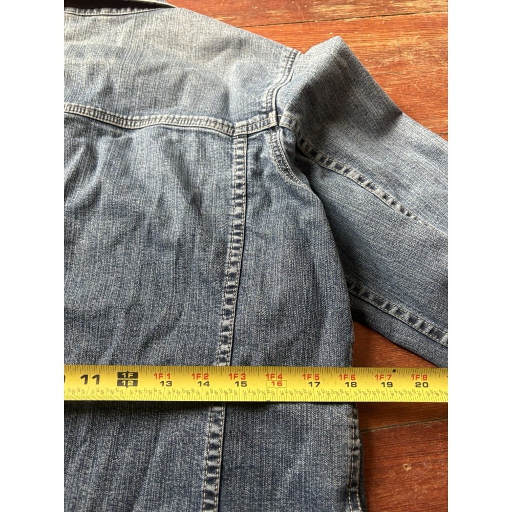 Vintage Eddie Bauer Jacket Womens Medium Blue Trucker Denim Jean Y2K - Picture 5 of 6